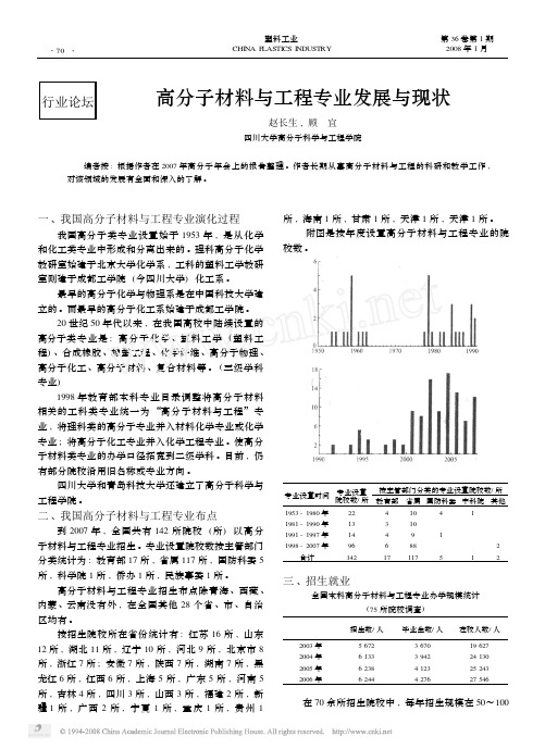 高分子材料与工程专业发展与现状