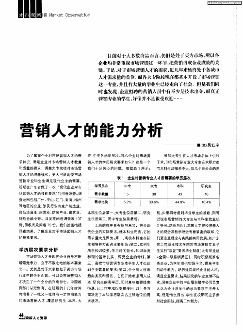 营销人才的能力分析