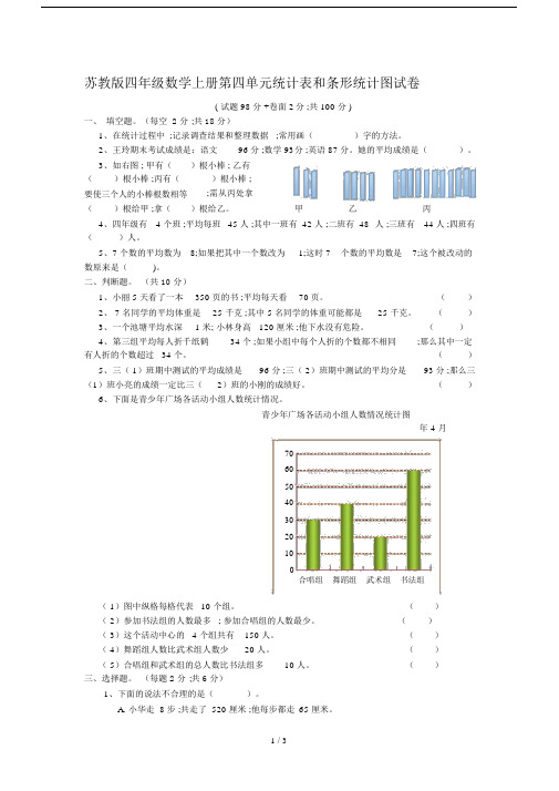 【小学数学】苏教版四年级数学上册《统计表和条形统计图(一)》测试卷.doc