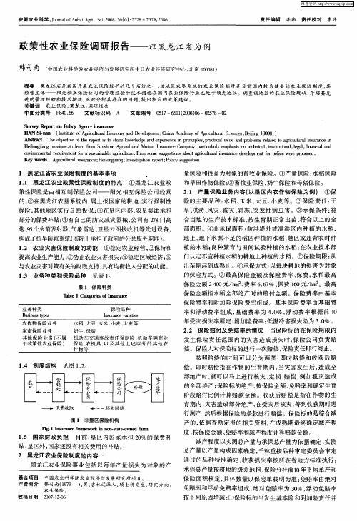 政策性农业保险调研报告——以黑龙江省为例