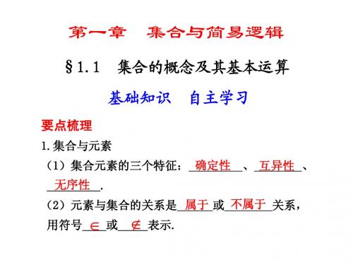 (大纲人教B版)高考数学总复习课件1.1  集合的概念及其基本运算