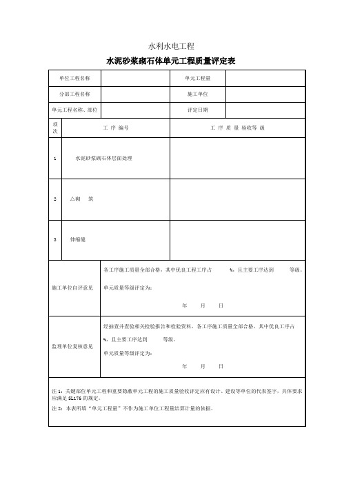 SL631-2012水泥砂浆砌石体单元工程质量评定表.doc