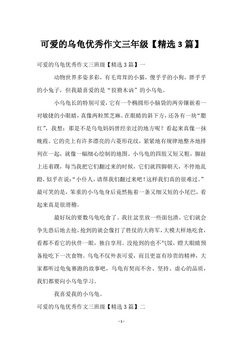 可爱的乌龟优秀作文三年级【3篇】