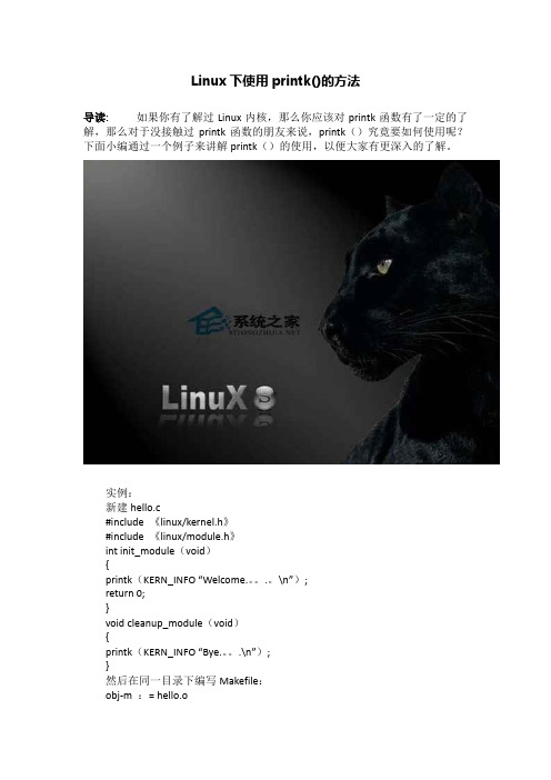 Linux下使用printk()的方法