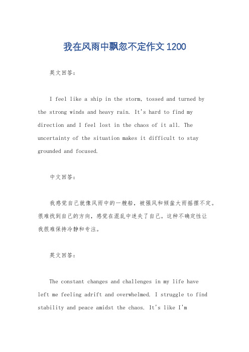 我在风雨中飘忽不定作文1200