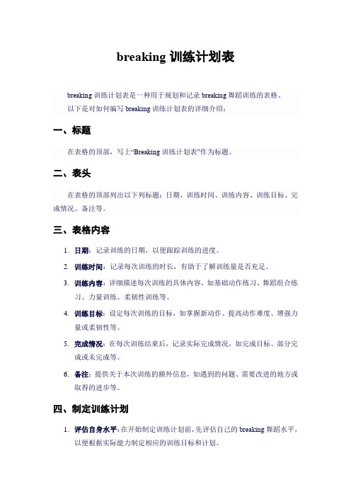 breaking训练计划表