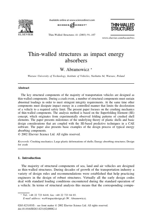 Thin-walled structures as impact energy absorbers