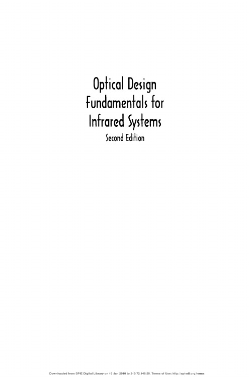 Optical design fundamentals for Infrared Systems 红外系统光学设计基础