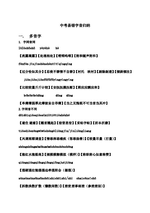 中考易错字音字形归纳
