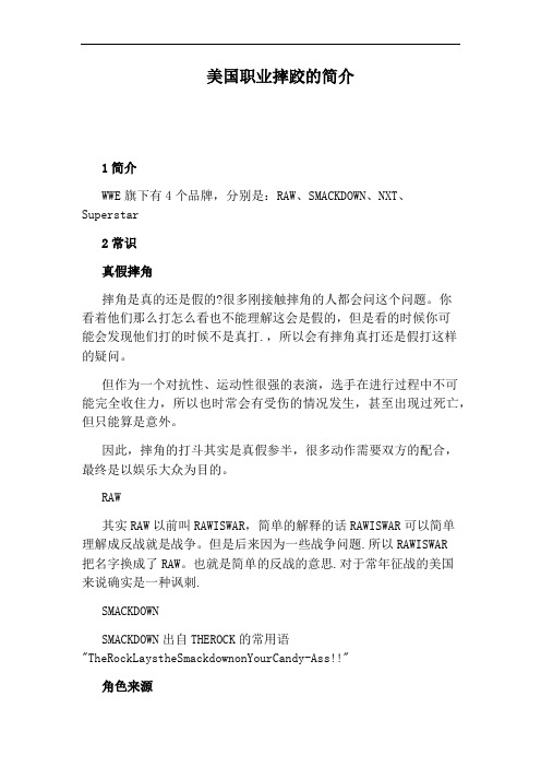 美国职业摔跤的简介