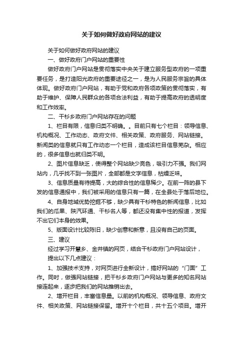 关于如何做好政府网站的建议