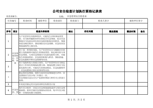 应急管理安全检查表
