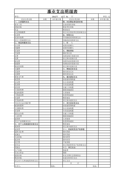 事业单位会计报表(样表)