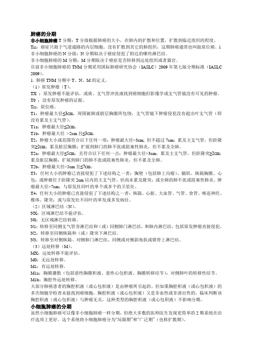各种肿瘤的分期