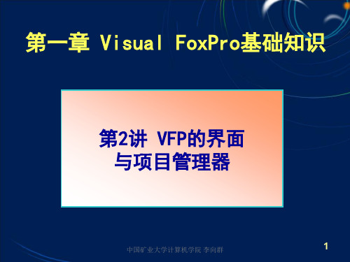 Visual Foxpro程序设计第一章第2讲 VFP的界面与项目管理器