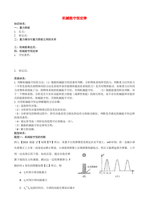 高中物理 第三讲 机械能守恒知识精讲