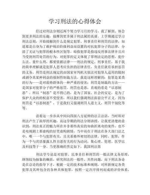 学习刑法的心得体会