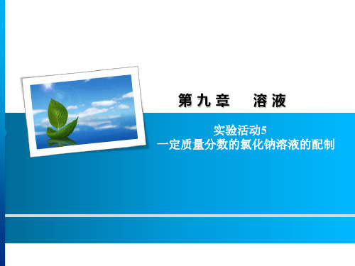 人教版初中化学九年级下册 实验活动5 一定质量分数的氯化钠溶液的配制(共14张PPT)