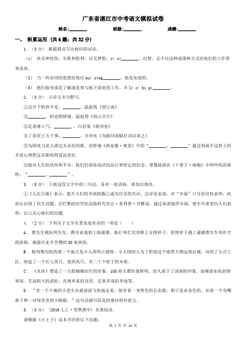 广东省湛江市中考语文模拟试卷