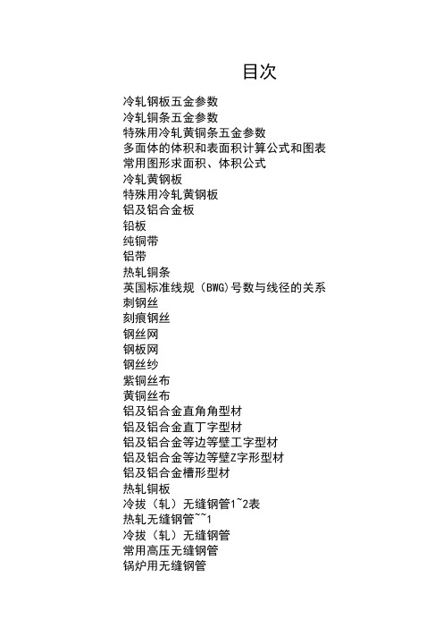五金数据及计算图式