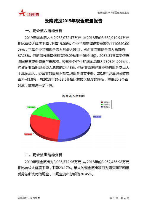 云南城投2019年现金流量报告