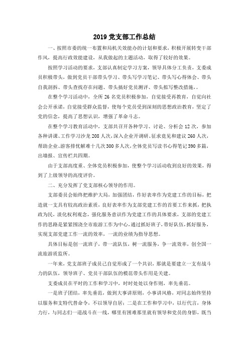 最新-2019党支部工作总结02019 精品001