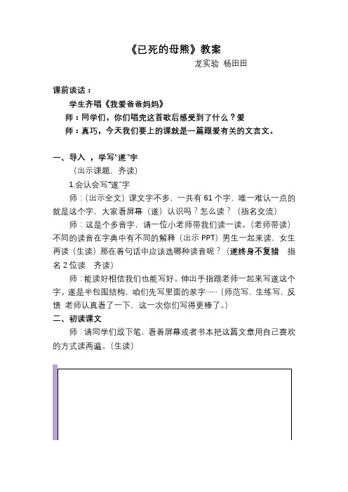已死的母熊(1)