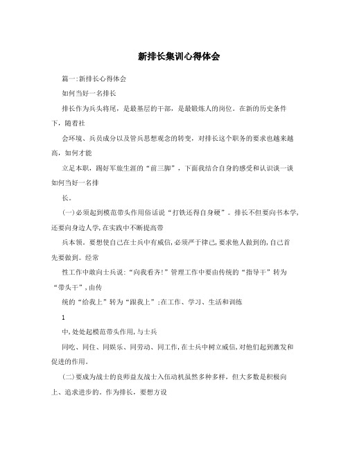 新排长集训心得体会