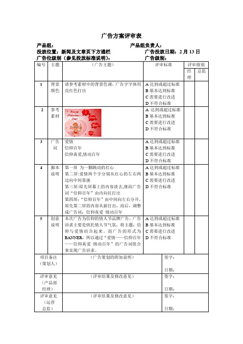 广告方案评审表0213