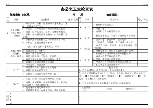 办公室卫生检查表范本