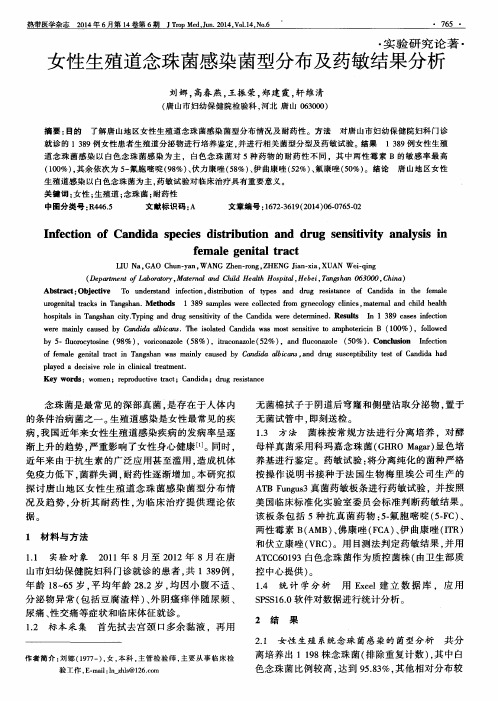 女性生殖道念珠菌感染菌型分布及药敏结果分析