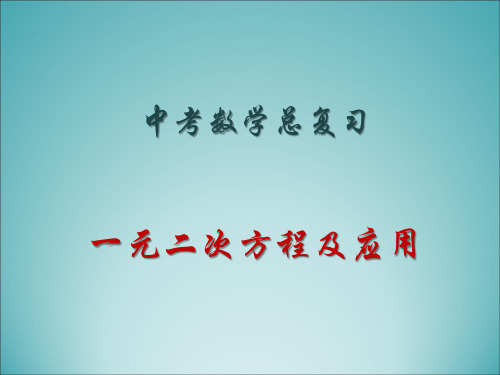 中考数学总复习之一元二次方程及应用 课件