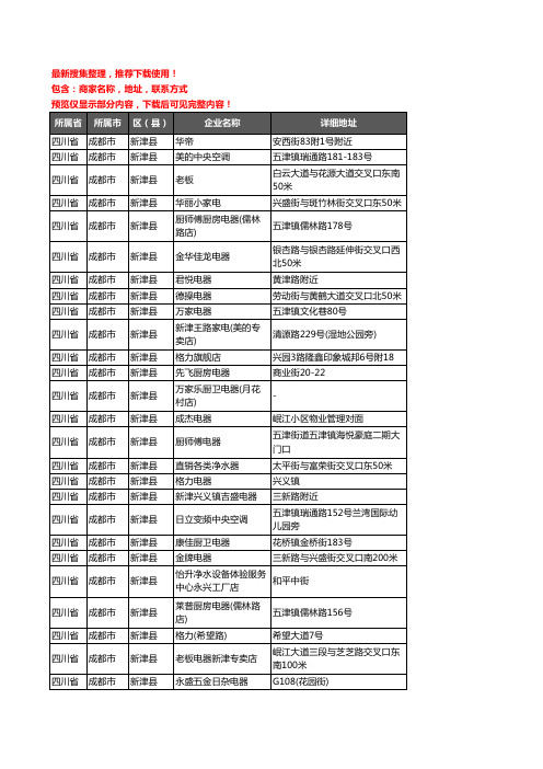 新版四川省成都市新津县家用电器企业公司商家户名录单联系方式地址大全196家