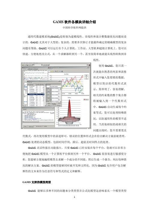 GAMS软件各模块介绍