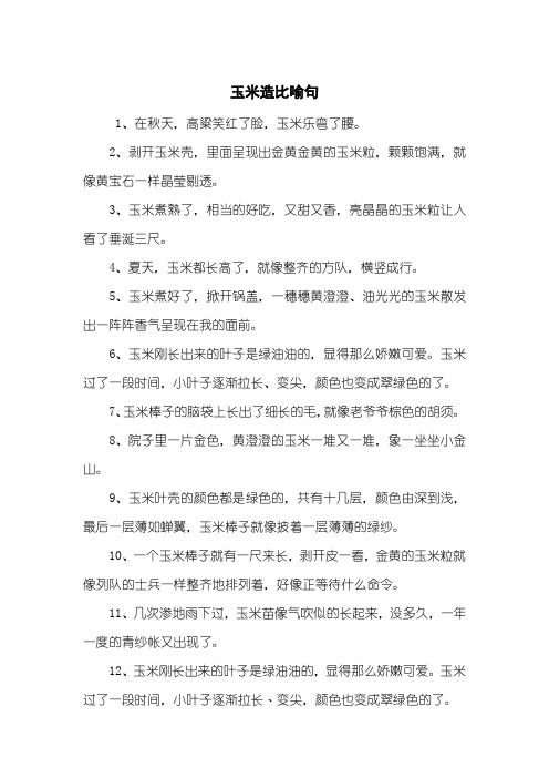 玉米造比喻句