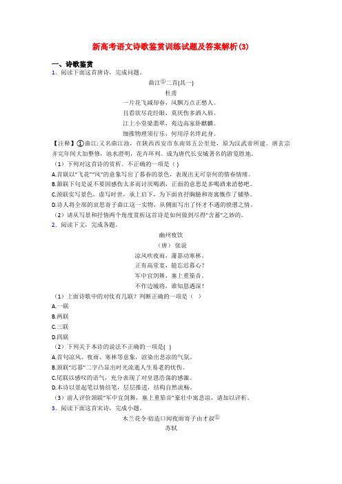 新高考语文诗歌鉴赏训练试题及答案解析(3)