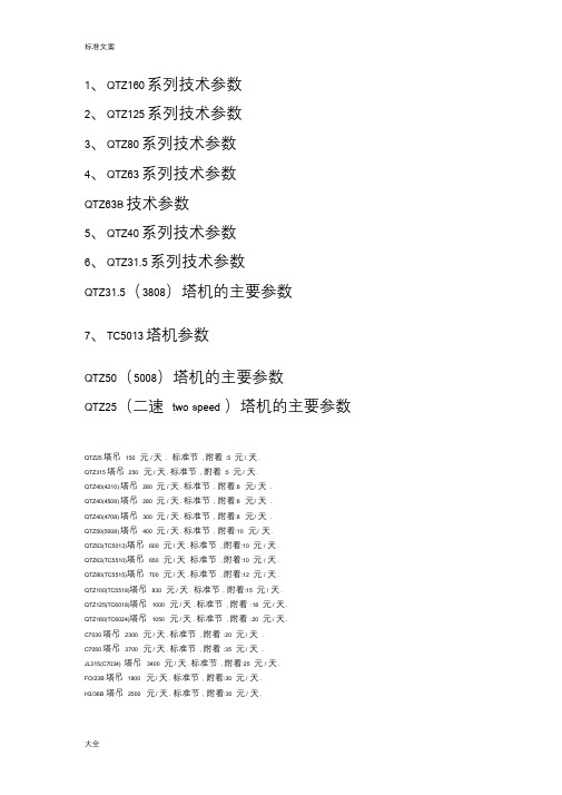 塔吊主要技术全参数