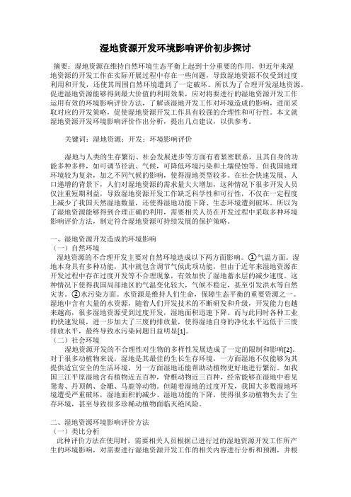 湿地资源开发环境影响评价初步探讨
