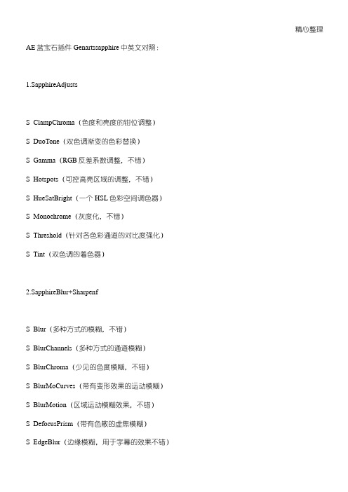 蓝宝石插件中英对照表