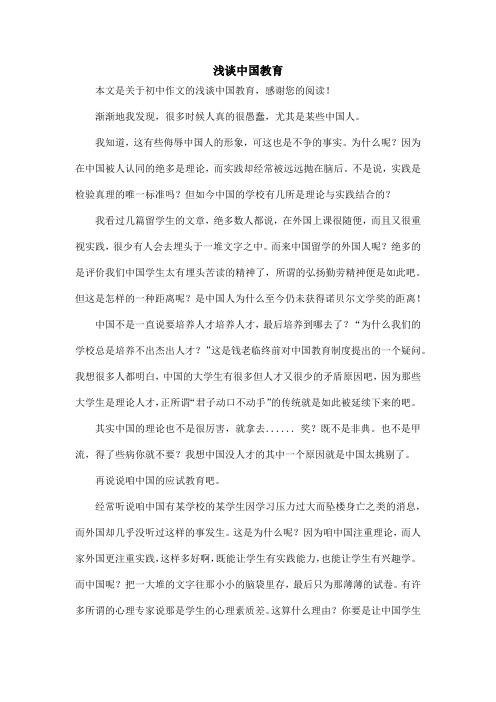 浅谈中国教育_初中作文
