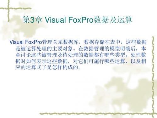 第3章 Visual FoxPro数据及运算