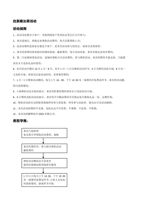 拉斯维加斯活动相关规则、流程