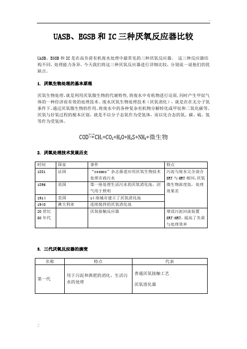 UASB EGSB和IC三种厌氧反应器比较