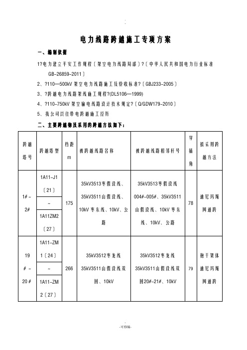 110KV线路跨越施工专项技术方案设计