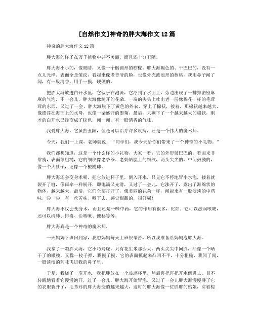 [自然作文]神奇的胖大海作文12篇