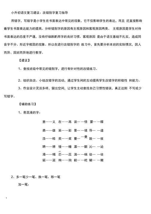 完整word版,人教版小升初语文总复习训练(全)