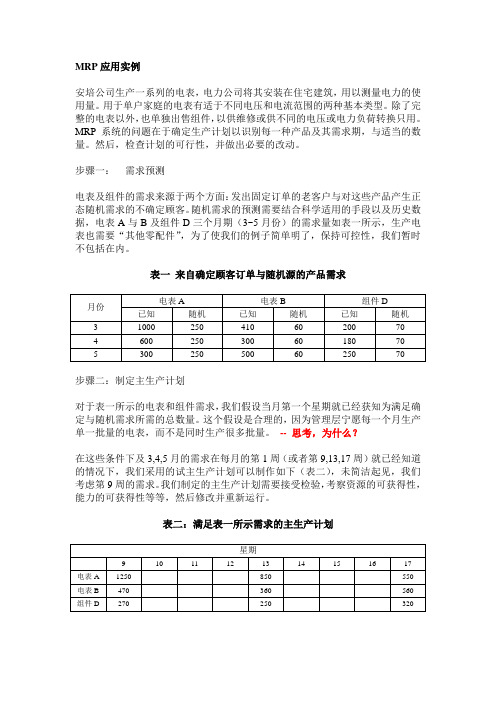 MRP应用实例