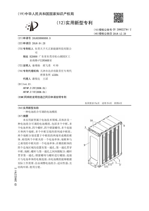 【CN209822764U】一种电池组合可调的电池模组【专利】