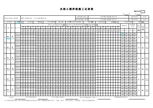 水泥土搅拌桩施工记录表范例