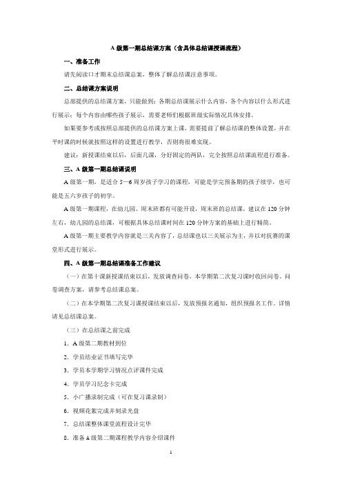 少儿口才班    A级第一期总结课方案 V2.0